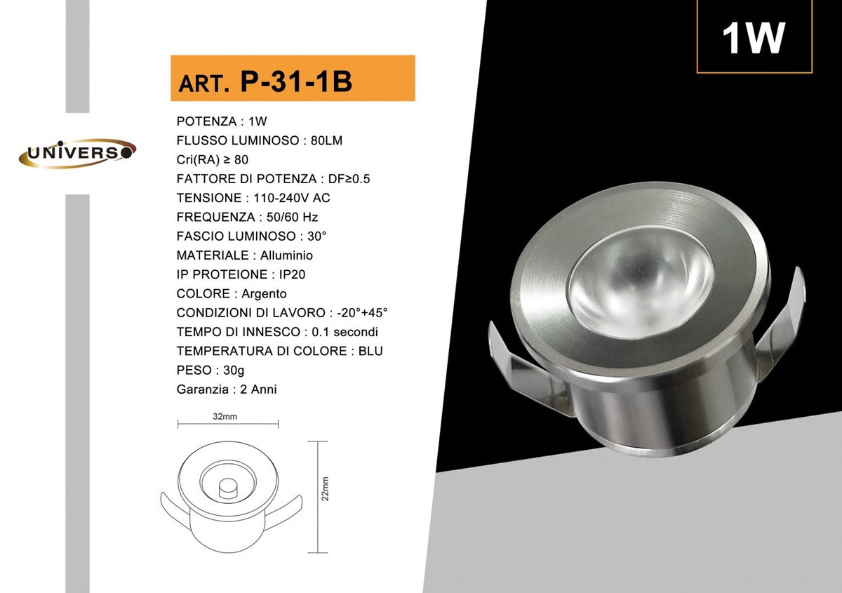 Mini Faretto Da Soffitto Universo – P-31-1B