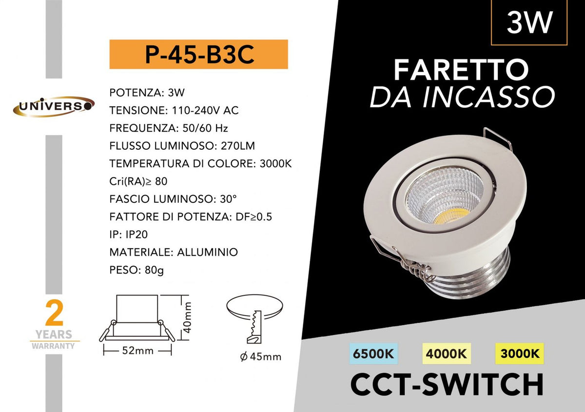 Faretto Cob Universo – P-45-B3C
