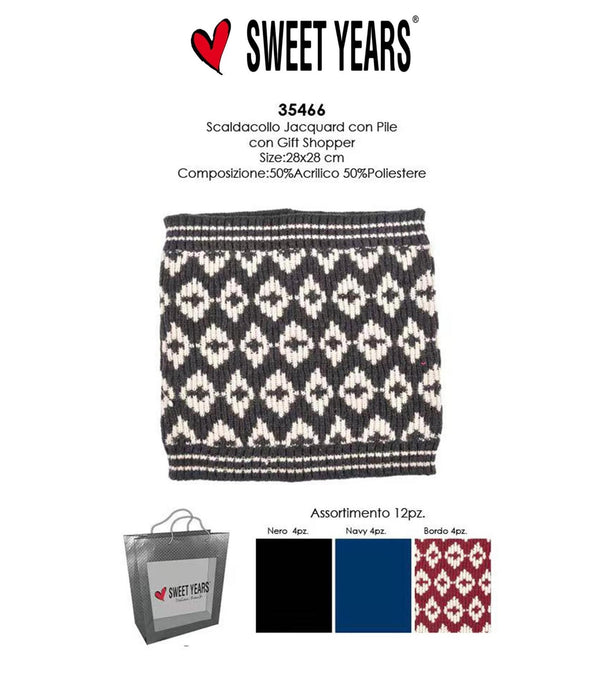 Sweet Years 35466, scaldacollo jacquard con pile