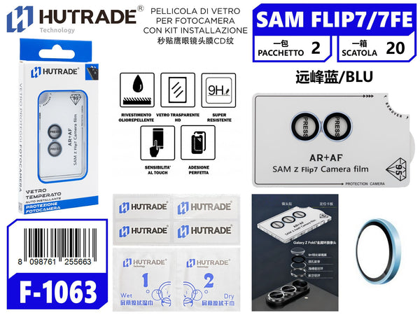 PELLICOLA DI VETRO PER FOTOCAMERA CON KIT INSTALLAZIONE SAM FLIP 7/7FE BLU