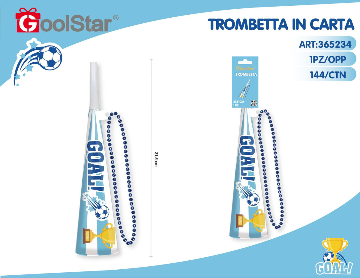 Trombetta in carta GoolStar Goal con collanina, 31,5 cm