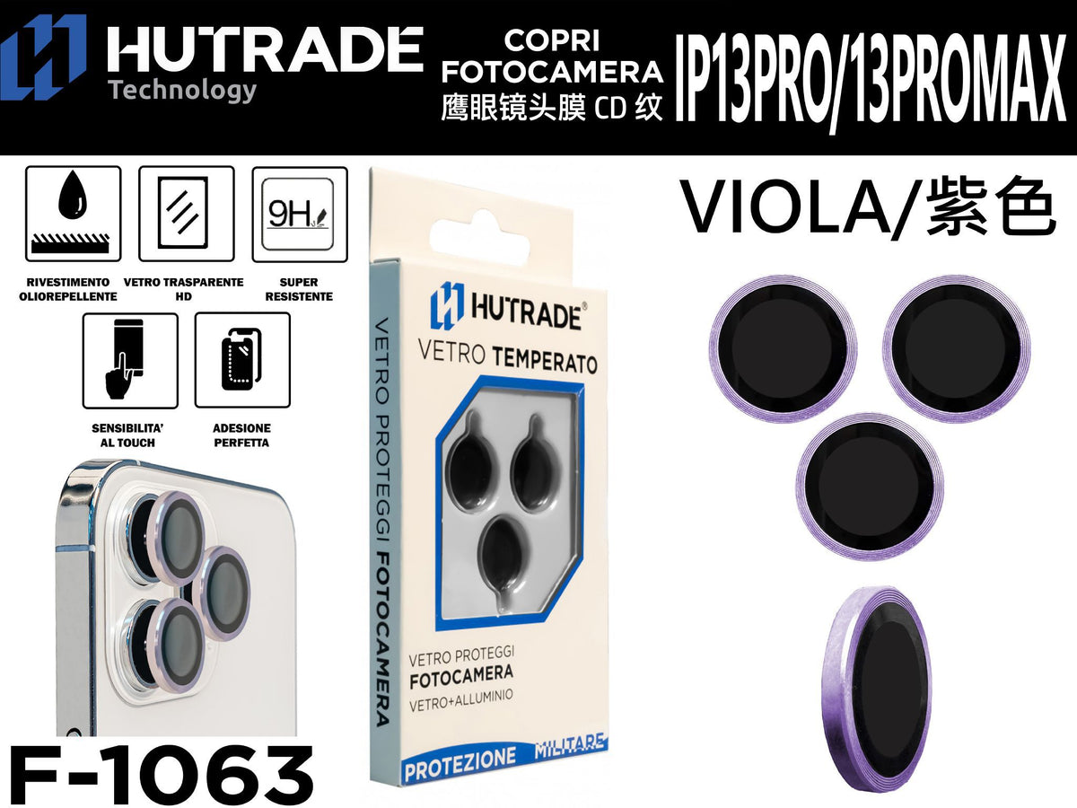 PELLICOLA DI VETRO PER FOTOCAMERA IP13 PRO/13 PRO MAX VIOLA