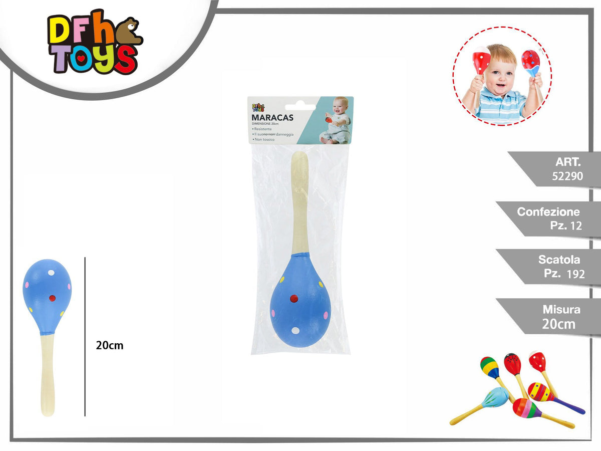 Maraca giocattolo in legno 20 cm