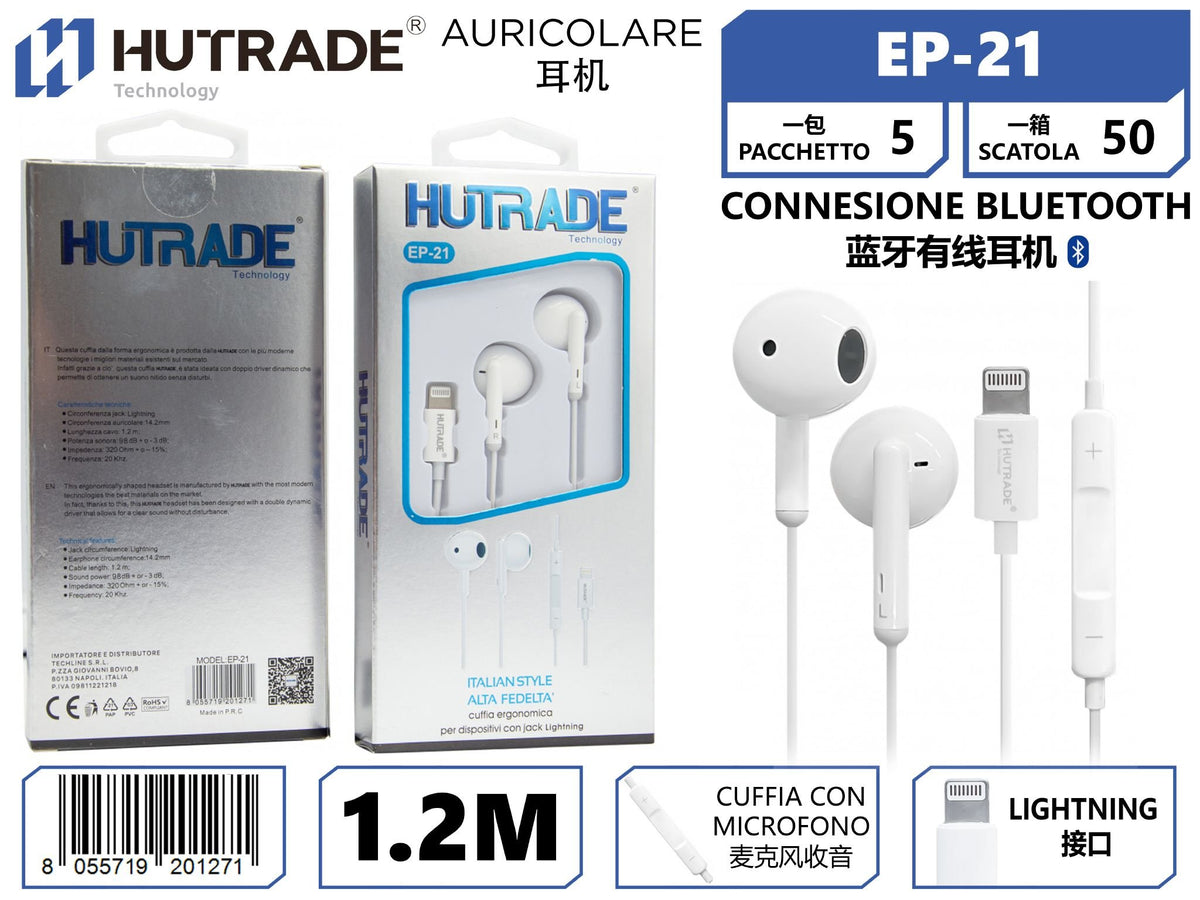 EP-21 AURICOLARE ATTACCO LIGHTNING BIANCO