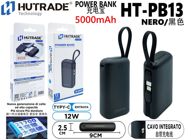HT-PB13 POWER BANK CON FILO 5000MAH DISPLAY BATTERIA