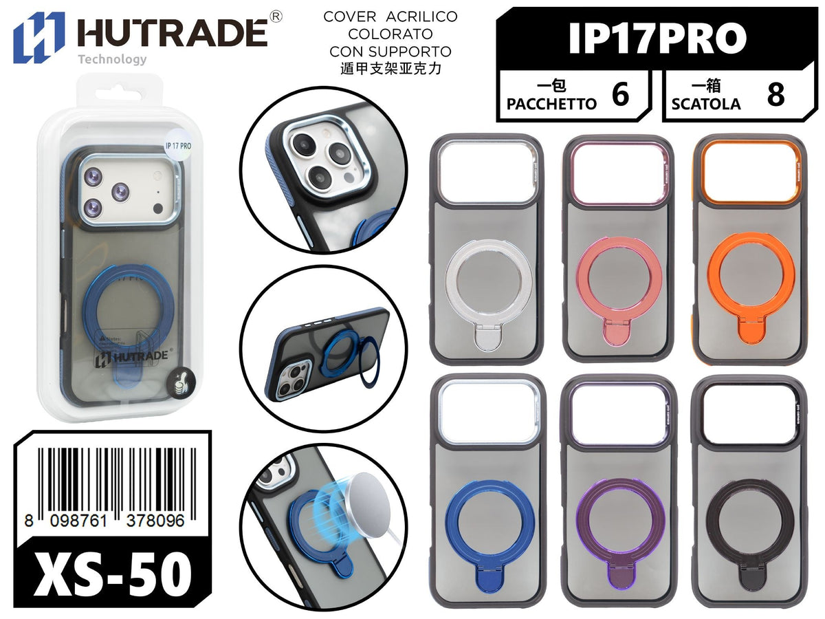 XS-50 COVER ACRILICO COLORATO CON SUPPORTO IP17PRO/IP18PRO