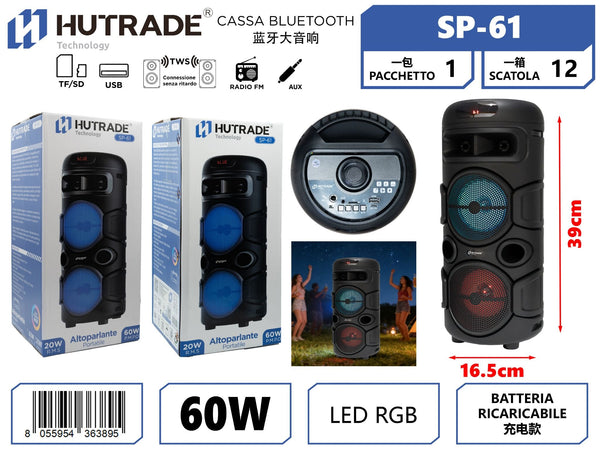 SP-61 CASSA BLUETOOTH/USB/TF/ FM/AUX 60W
