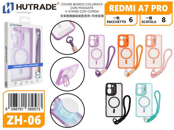 ZH-06 COVER BORDO COLORATA CON MAGSAFE A STAND CON CORDA REDMI A7 PRO