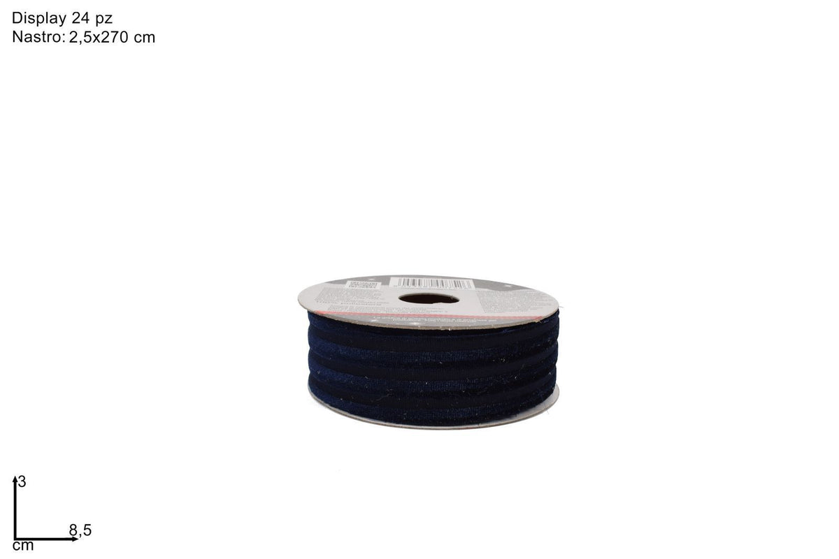 Nastro blu velluto rigato
