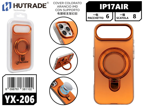 YX-206 COVER COLORATO ARANCIO IMD CON SUPPORTO IP17 AIR