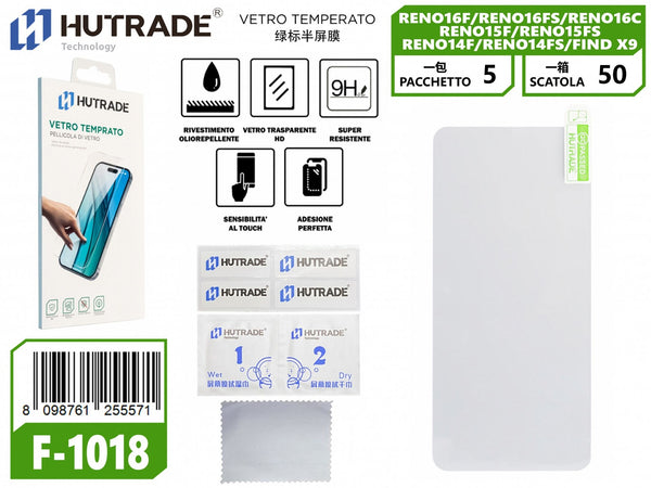 F-1018 PELLICOLA DI VETRO OPPO RENO 16F/16FS/RENO 16C/RENO 15F/RENO 15FS /RENO 14F/REN