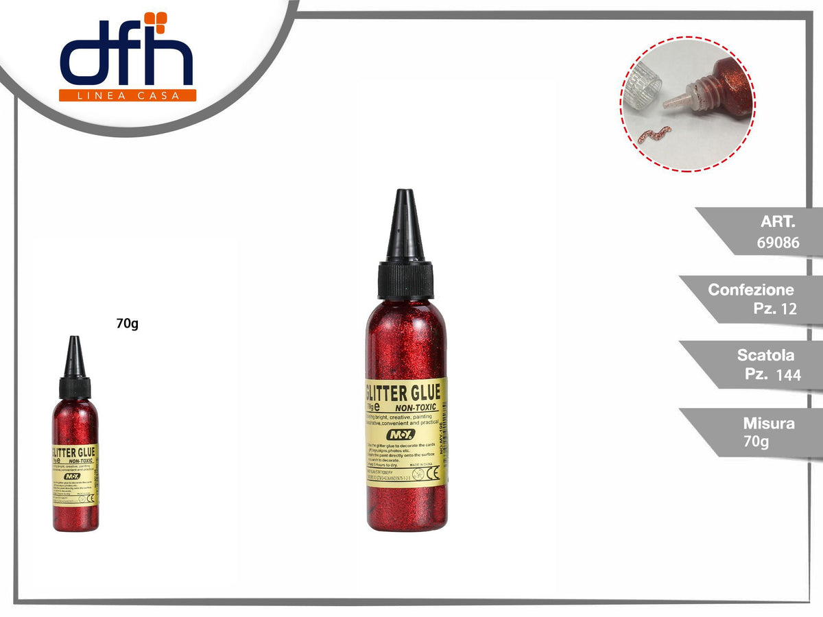 Colla glitter rosso 70g