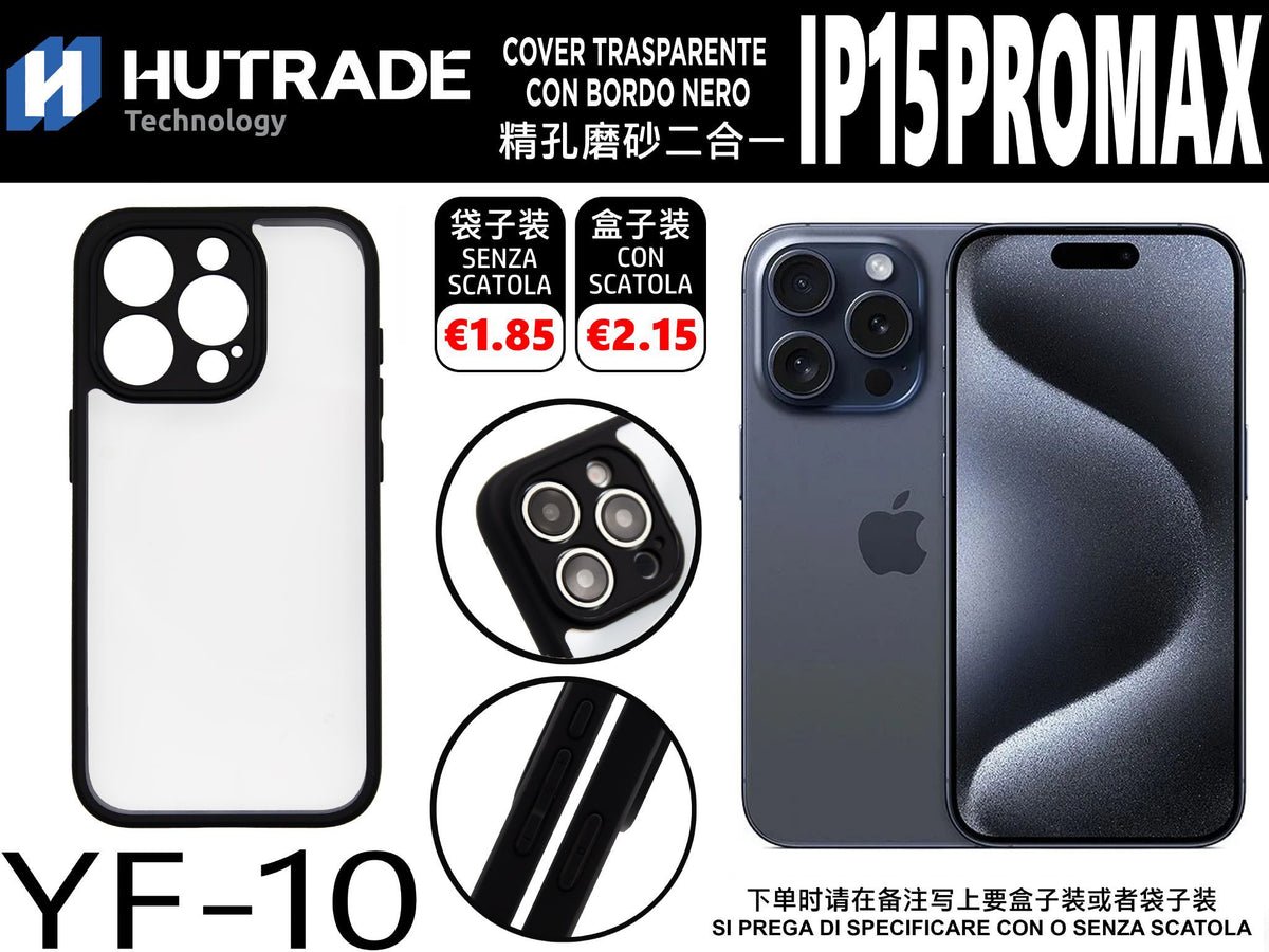 COVER TRASPARENTE CON BORDO NERO IP15 PRO MAX – YF10 660010