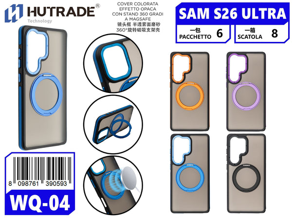 WQ-04 COVER COLORATA EFFETTO OPACA CON STAND 360 GRADI A MAGSAFE S26 ULTRA