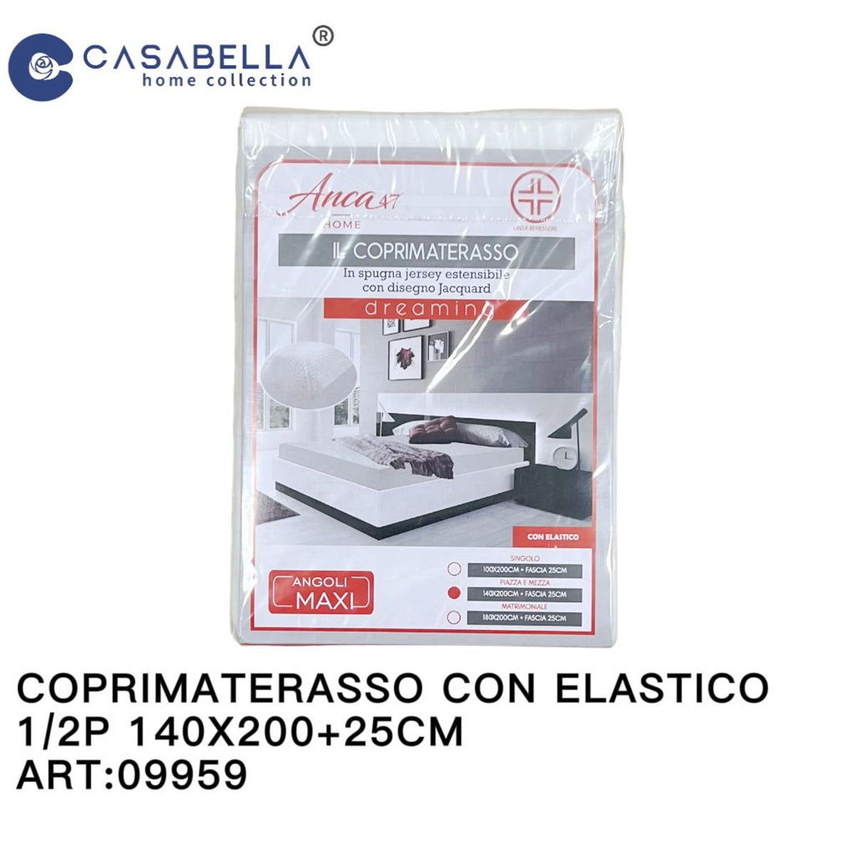 Coprimaterasso elastico jacquard, 140 × 200 + 25 cm