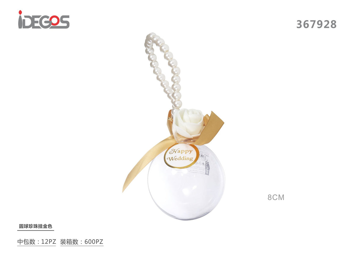 Sfera in PVC da appendere con catena di perline