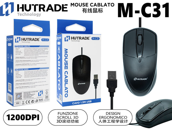 M-C31 MOUSE CON FILO NERO
