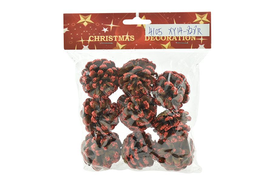 Set 9 pigne per decorazione rosso