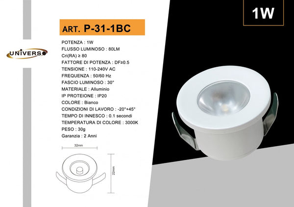 Mini Faretto Da Soffitto Universo – P-31-1BC