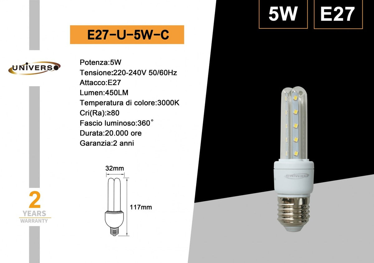 Lampadina LED Universo – E27-U-5W-C