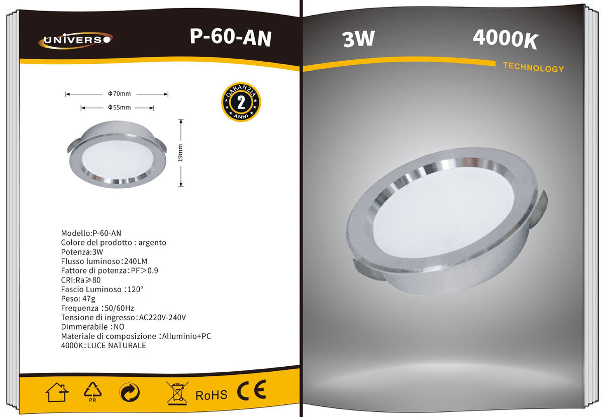 Faretto Da Soffitto Universo – P60-AN