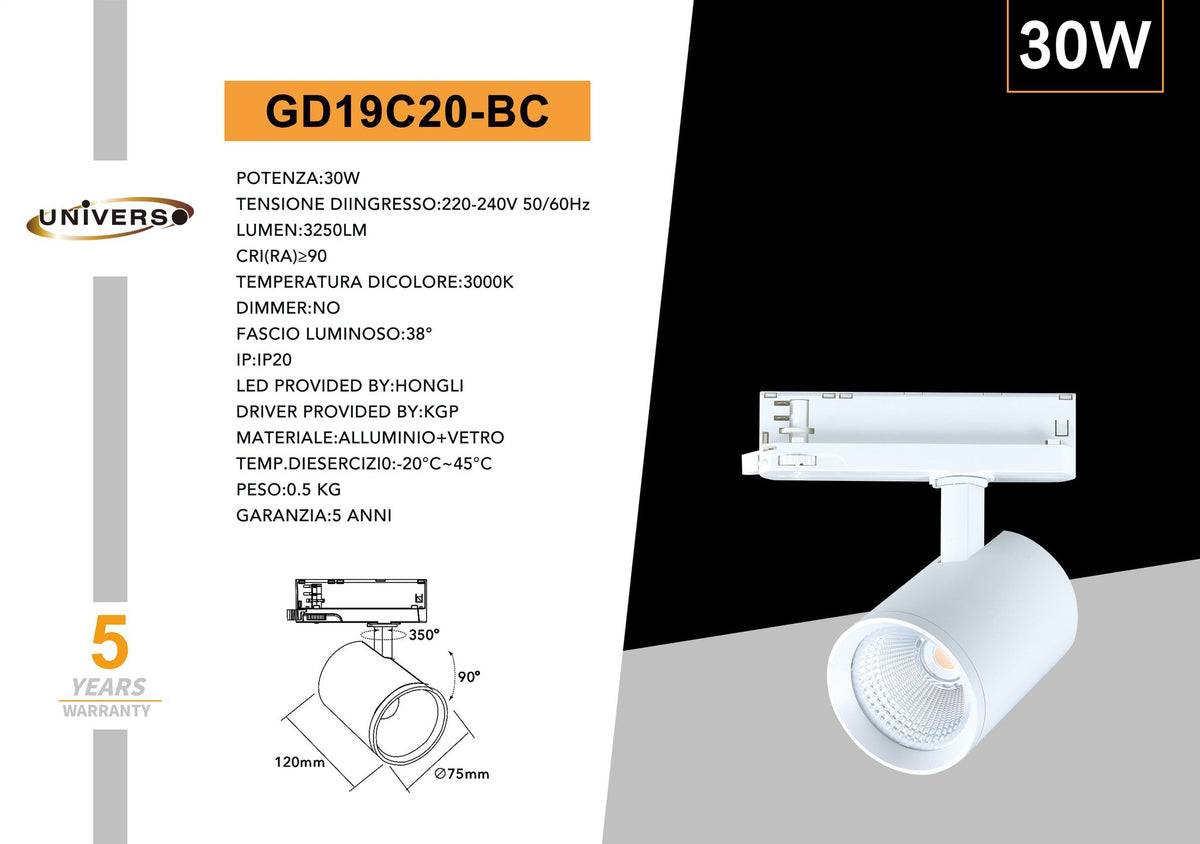 Faretto Trifase Universo – GD19C20-BC