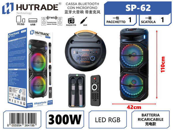 SP-62 CASSA BLUETOOTH CON MICROFONO /FM DA 300W