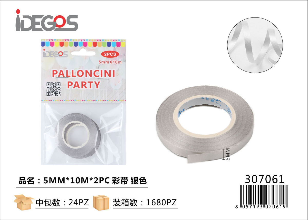 Nastro per palloncini, 5 mm x 10 m, 2 pezzi