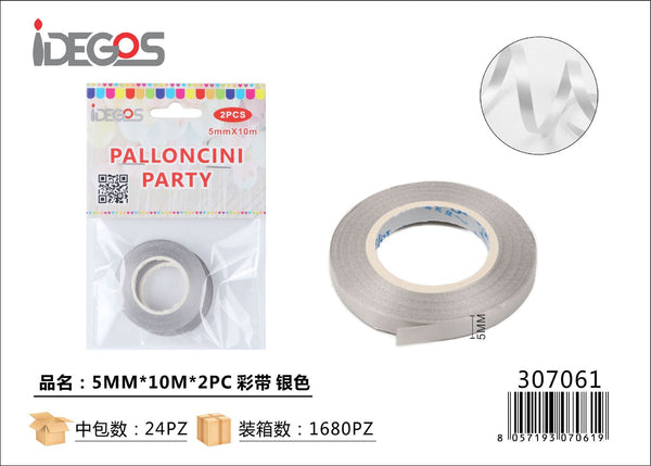 Nastro per palloncini, 5 mm x 10 m, 2 pezzi