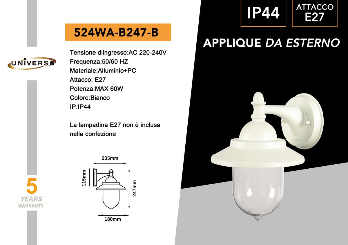Applique da esterno – 524WA-B247-B / 524WA-B247-G