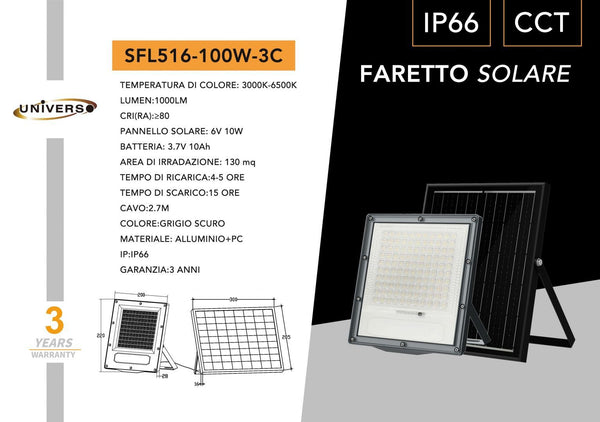 Faretto Solare Universo – SFL516-100W-3C