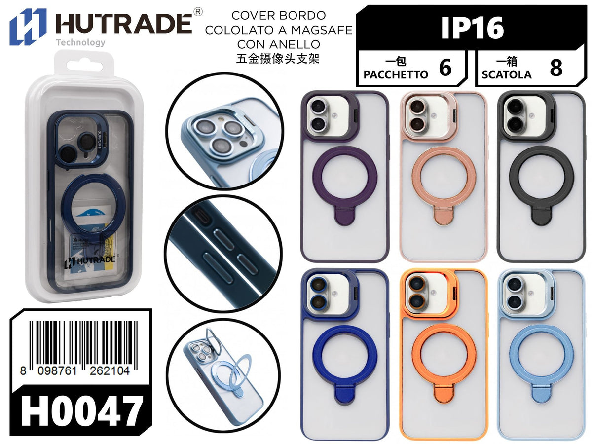 H0047 COVER BORDO COLORATO A MAGSAFE CON ANELLO IP16