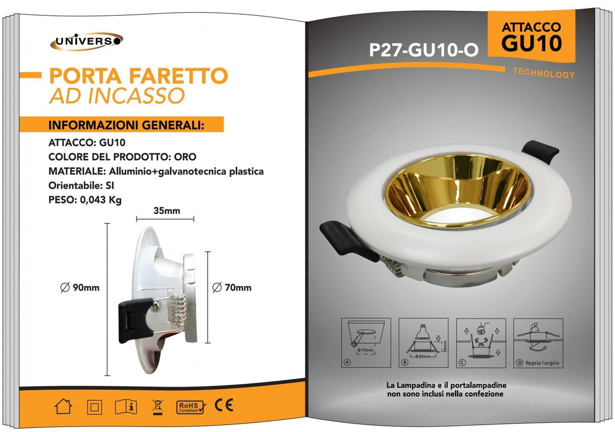 Porta Faretto Universo – P27-ORO