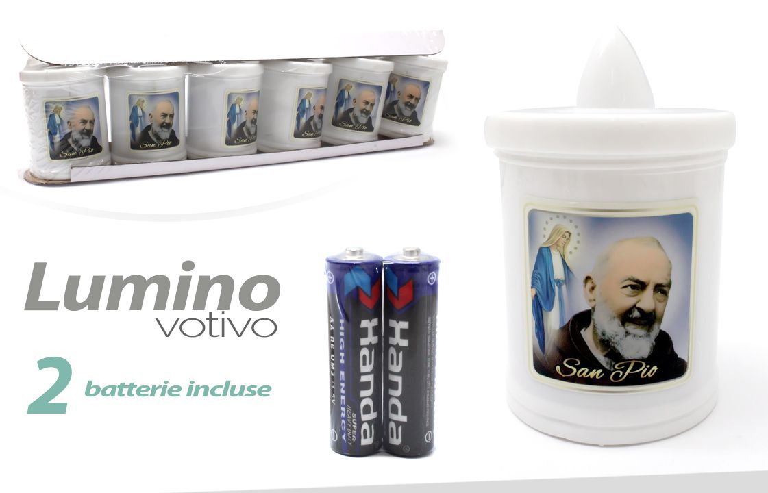 Lumino votivo bianco San Pio a batteria