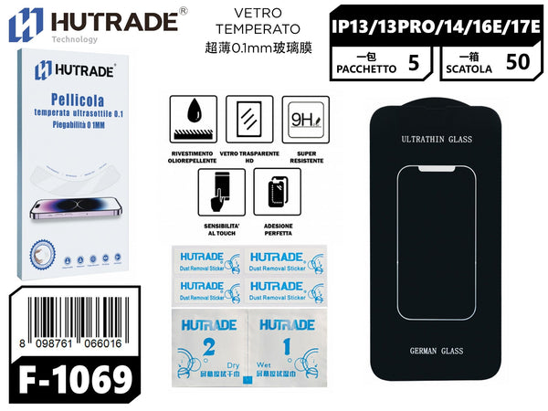 PELLICOLA DI VETRO ULTRASOTTILE 0.1MM IP13/13 PRO/14/16E/17E – F1069 547802