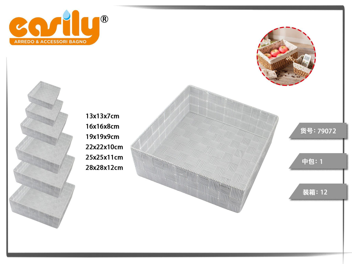 Set di sei cesti quadrati intrecciati