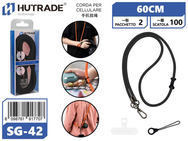 SG-42 CORDA PER CELLULARE SPESSA CON GANCIO IN ALLUMINIO DA 60CM