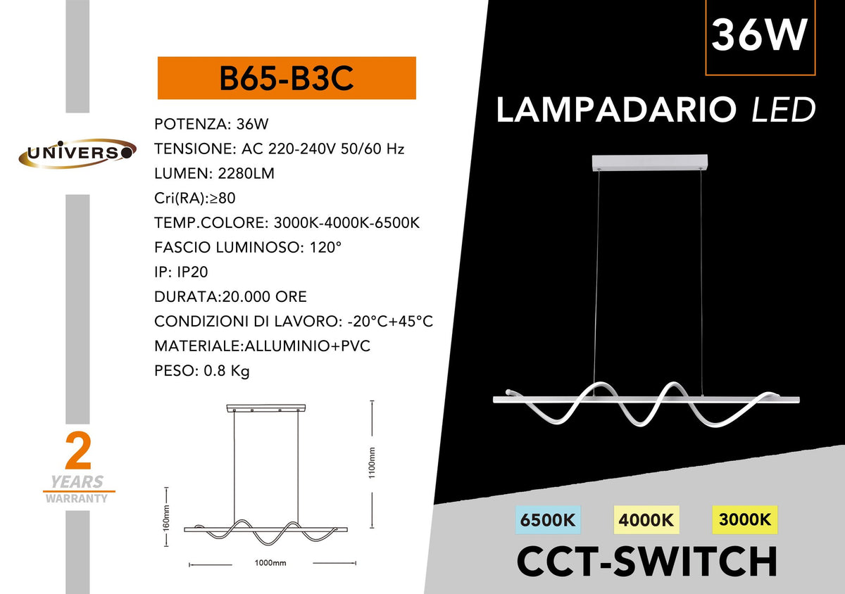 Lampada Da Soffitto Universo – B65-B3C