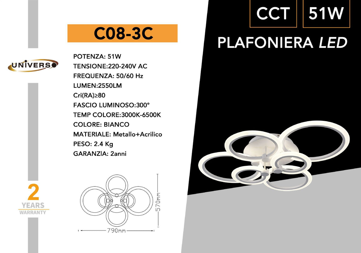 Lampada Da Soffitto Universo – C08-3C