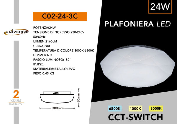 Lampada Da Soffitto Universo – C02-24-3C