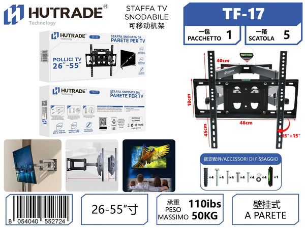 TF-17 STAFFA TV SNODABILE 26-55 POLLICI