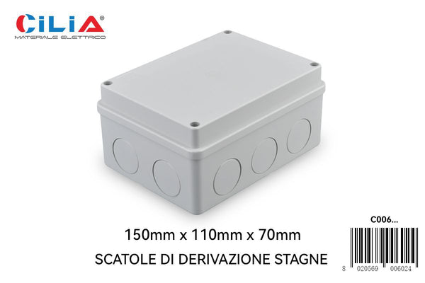 Scatola di derivazione stagna C006, formato 150 × 110 × 70
