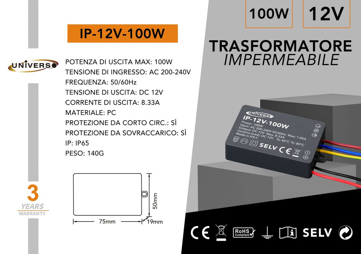 Alimentatore LED – IP-12V-100W