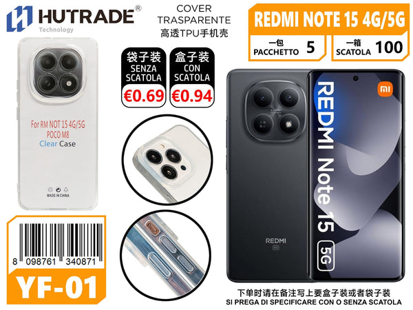 COVER TRASPARENTE REDMI NOTE 15 4G/5G – YF01 012039