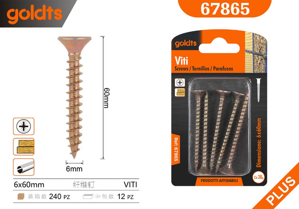 Viti per legno goldts, finitura dorata