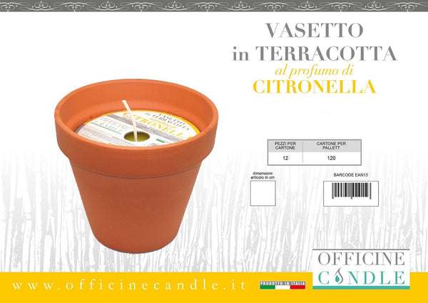 Candela al profumo di citronella in vaso di terracotta