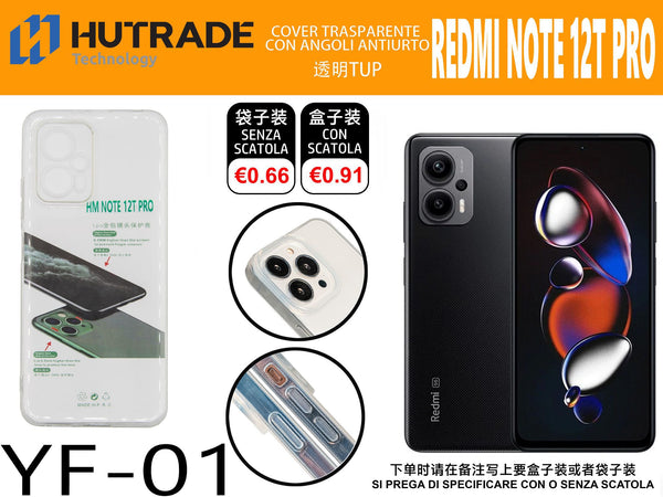 COVER TRASPARENTE REDMI NOTE 12T PRO – YF01 011827