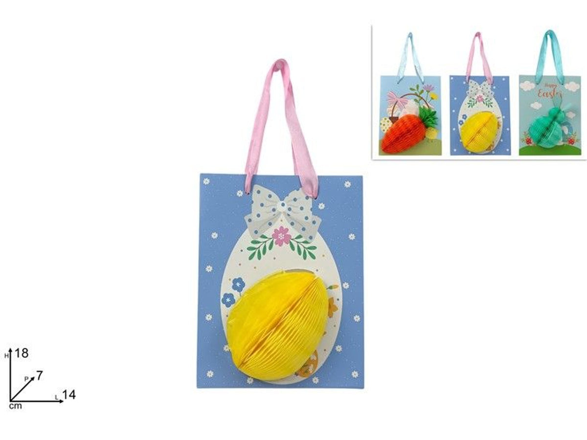 Busta regalo c soggetto pasquale in carta 18 × 14 × 7 3 ass