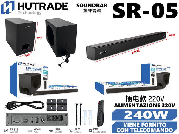 SR05 SOUNDBAR BLUETOOTH PER TV DA 80W RMS