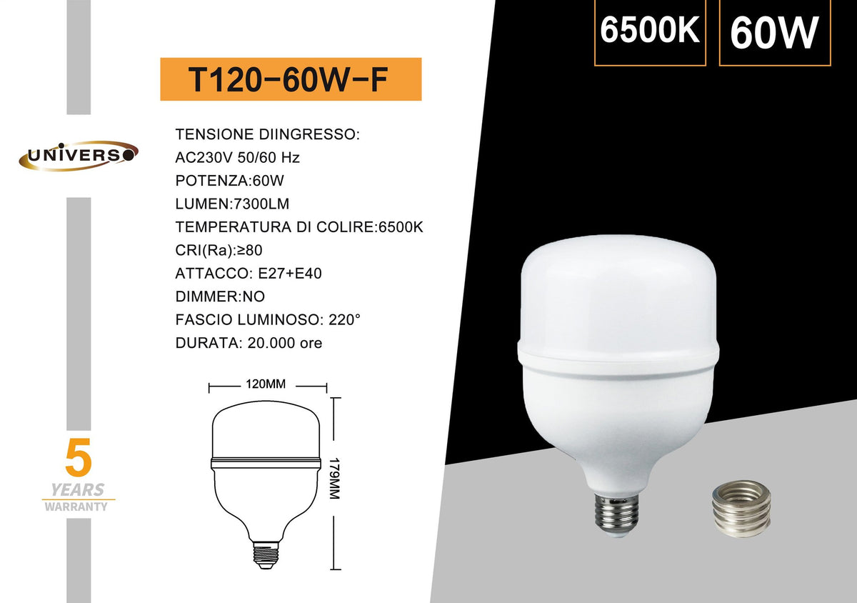 Lampadina LED E27 – T120-60W-F